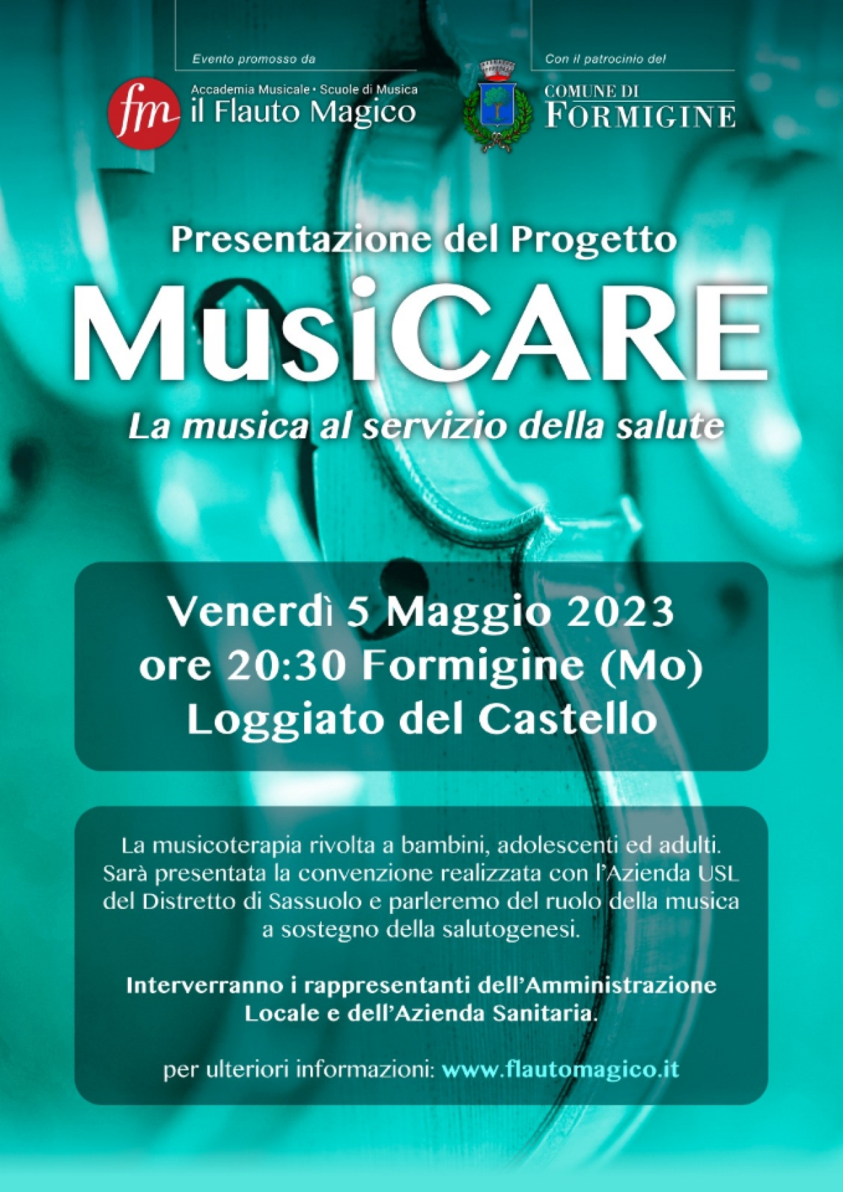 Progetto MusiCARE - la musica al servizio della salute. Formigine, venerdì 5 maggio 2023